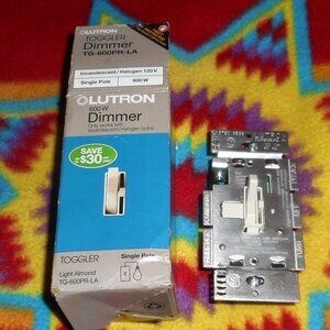 LUTRON 600W Dimmer Toggler Switch Light Almond Single Pole TG-600PR-LA
